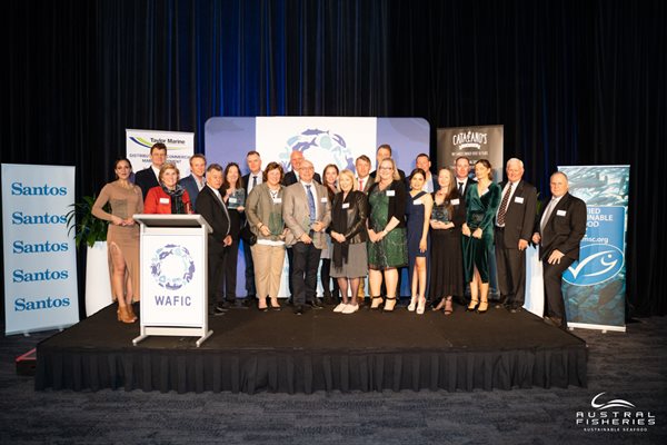 2021 WA Seafood Industry Award Winners on Stage